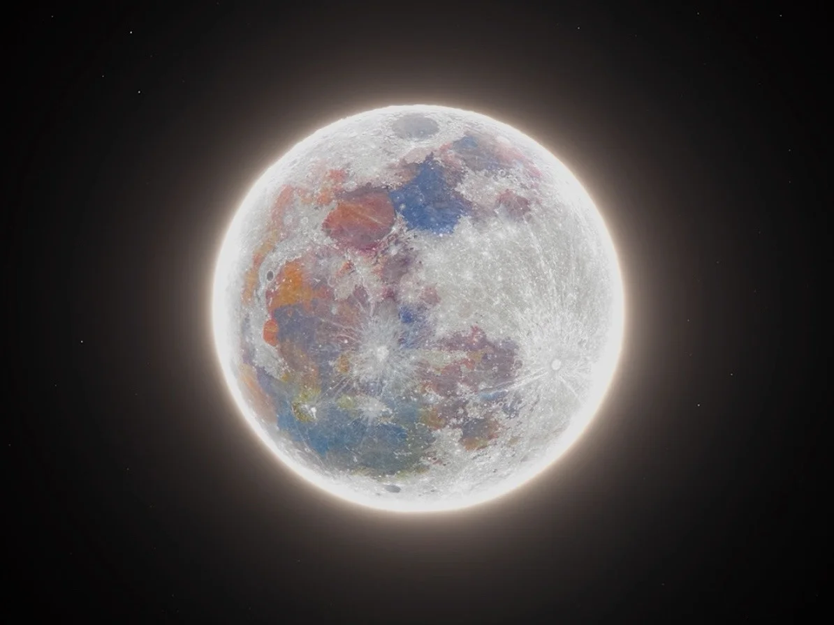 La luna en sus colores minerales reales