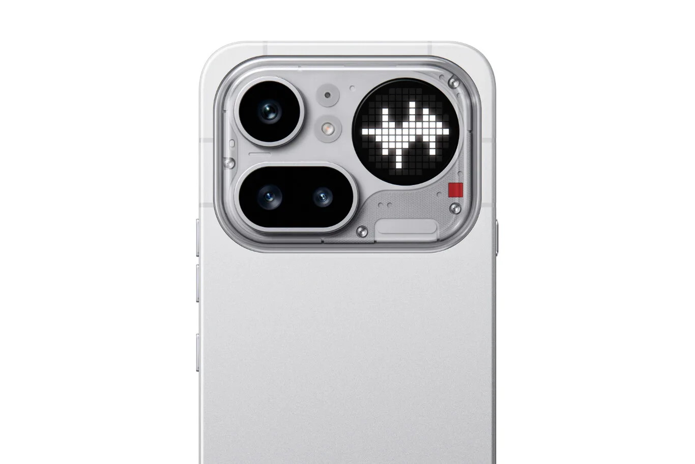 Nothing Phone 4a en blanco, detalle Glyph Bar