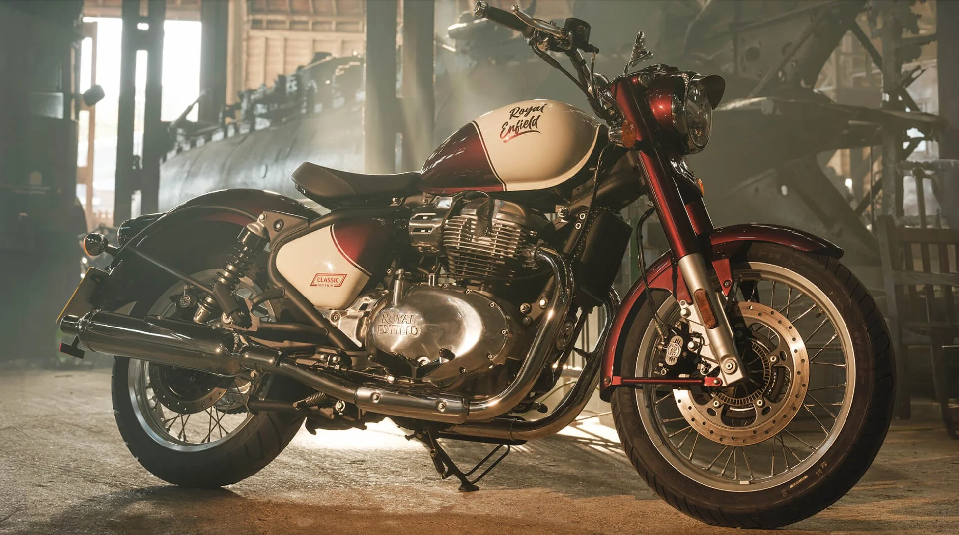 Royal Enfield Classic 650, perfil de tres cuartos